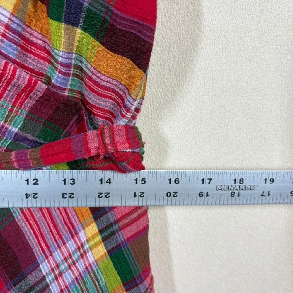 Lauren Ralph Lauren Plaid Crinkle Cotton A-Line Dress Sz 10 Preppy Heritage FLAW